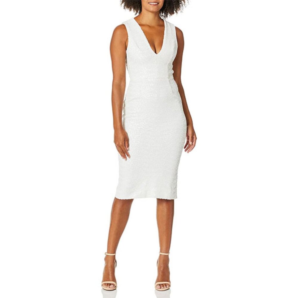 Dress the Population Sequin White Open Back dress Sz.XL NWT